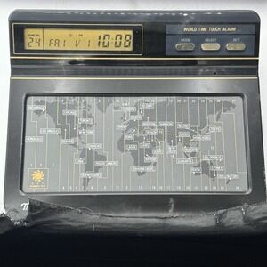 Howard Miller Desktop World Touch Time Alarm Desk Clock. Tested. Works. -READ